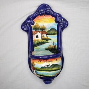 Large Handpainted Ceramic Wall Pocket Folkart El Salvador